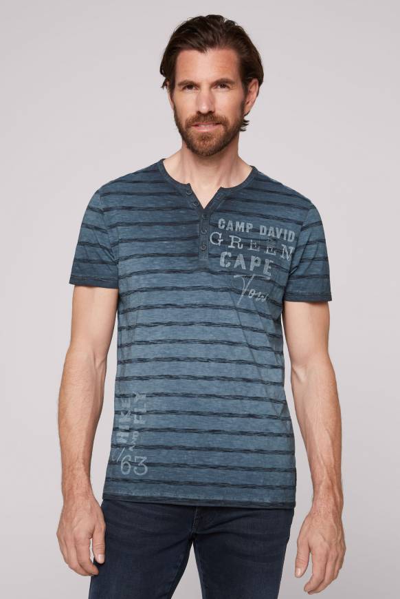 Soccx Gestreiftes Henley-Shirt mit Brusttasche blue navy Zeitbegrenzte Promotion