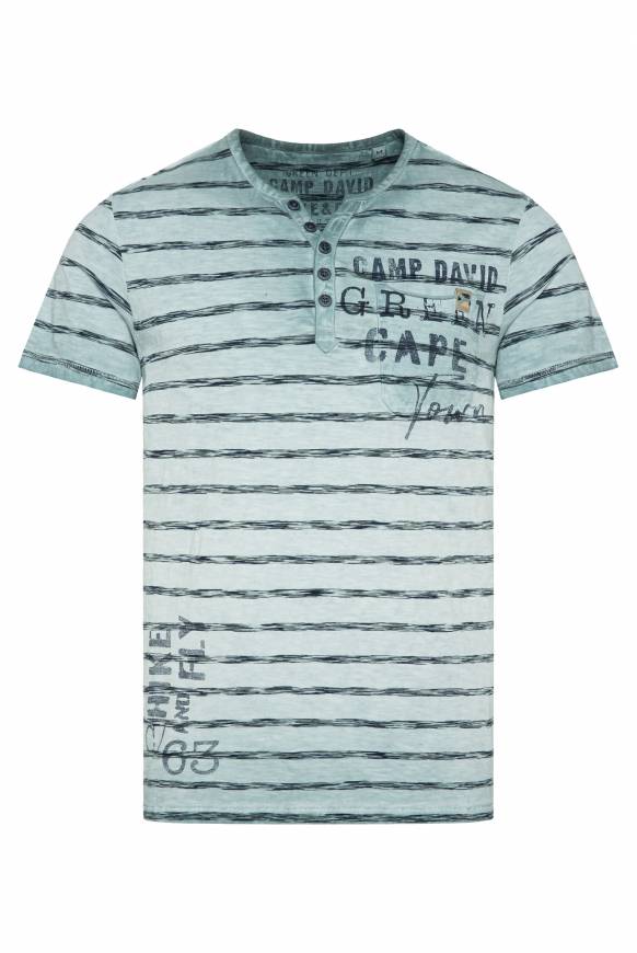 Soccx Gestreiftes Henley-Shirt mit Brusttasche teal Bis zu 50% Rabatt