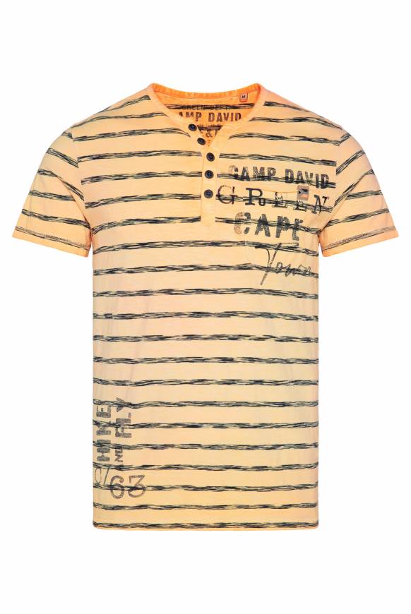 Soccx Gestreiftes Henley-Shirt mit Brusttasche sunrise orange Bis zu 60% Rabatt