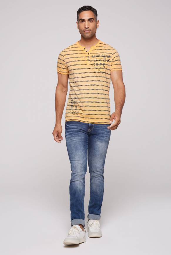 Soccx Gestreiftes Henley-Shirt mit Brusttasche sunrise orange Bis zu 60% Rabatt