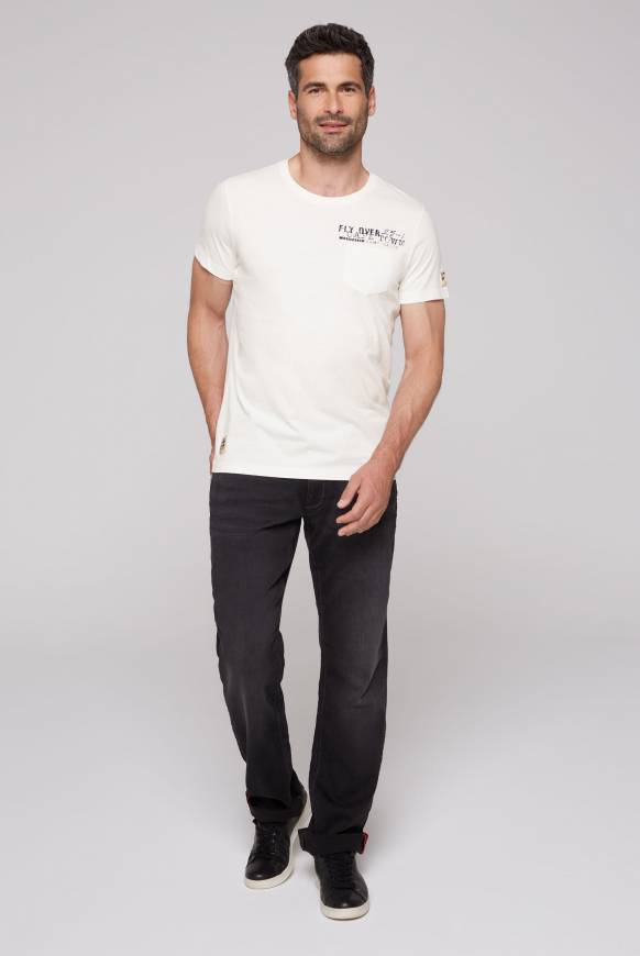 Soccx T-Shirt mit Brusttasche und Rücken-Artwork ivory Nur für heute