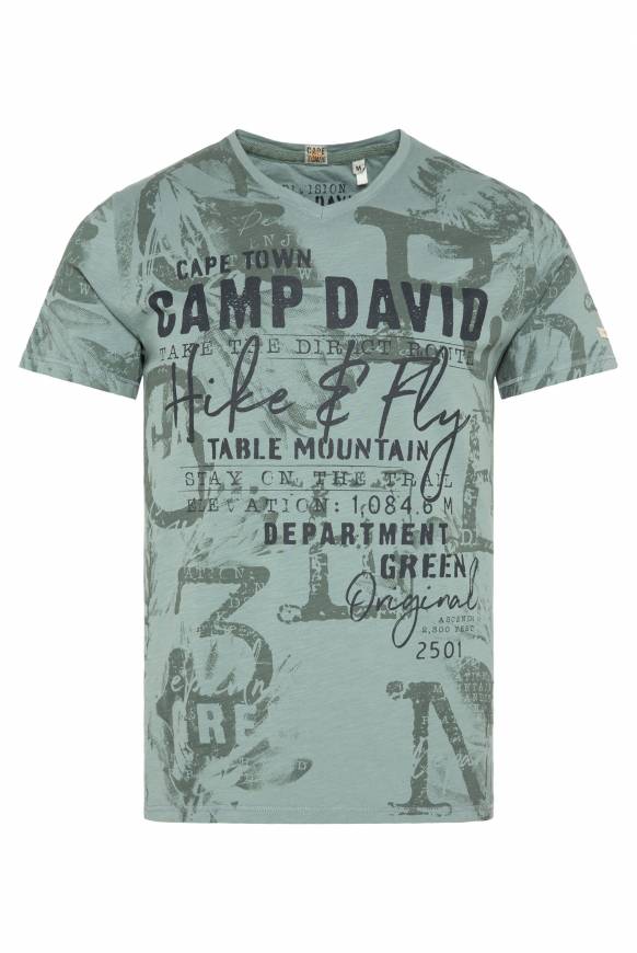 Soccx T-Shirt V-Neck mit All Over Print teal Vierteljährliche Förderung