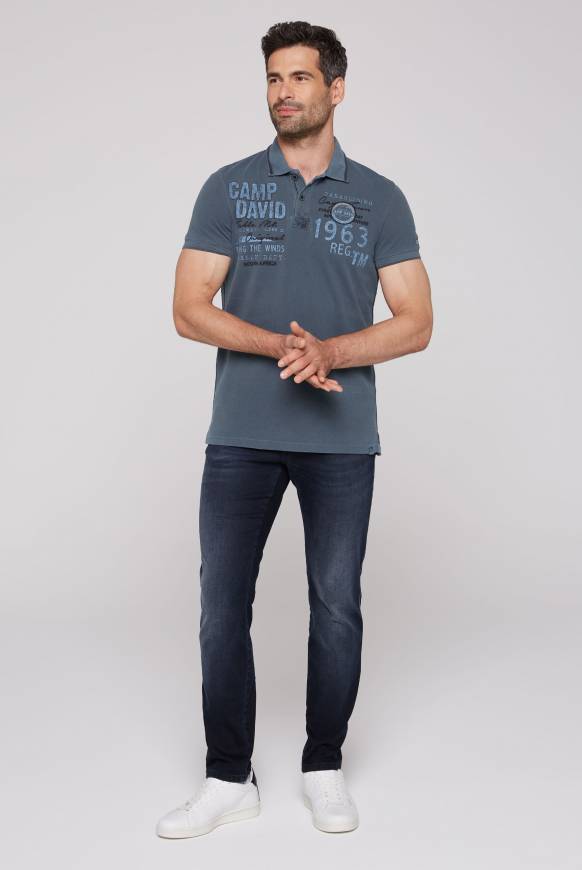 Soccx Pikee-Polo mit Logo-Applikationen blue navy Discount Store für neue Produkte