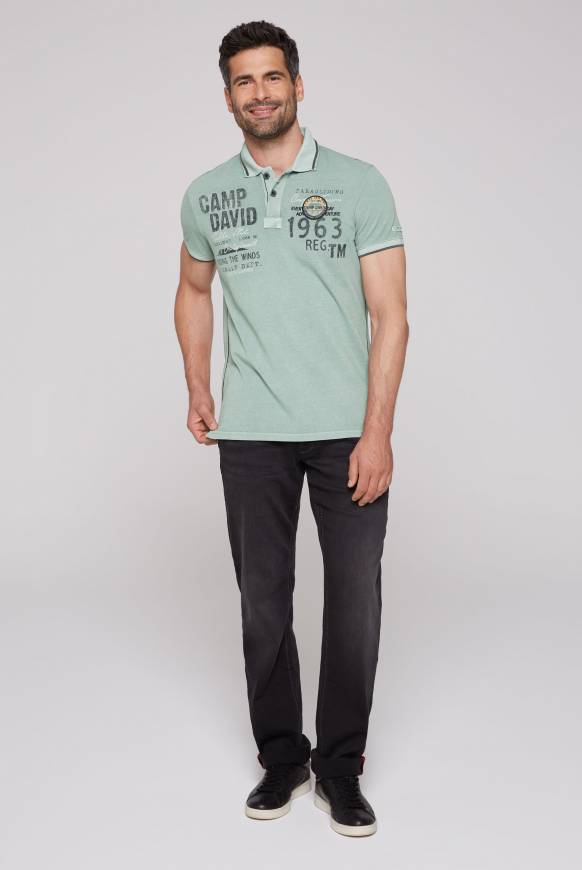 Soccx Pikee-Polo mit Logo-Applikationen teal Nur noch ein Tag übrig
