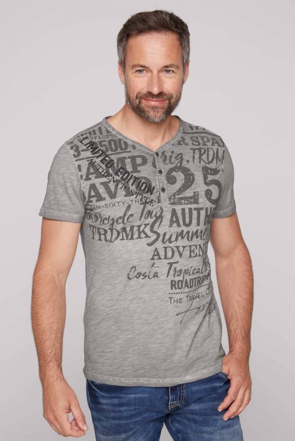 Soccx Henley-Shirt mit Artwork im Used Look shadow M Black Friday Preise