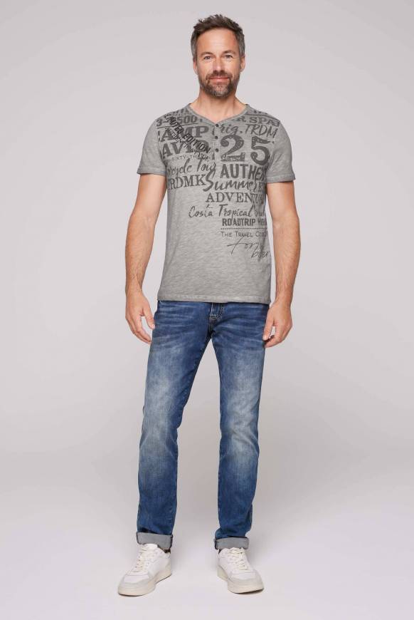 Soccx Henley-Shirt mit Artwork im Used Look shadow M Black Friday Preise