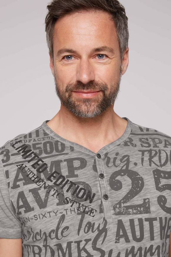 Soccx Henley-Shirt mit Artwork im Used Look shadow M Black Friday Preise