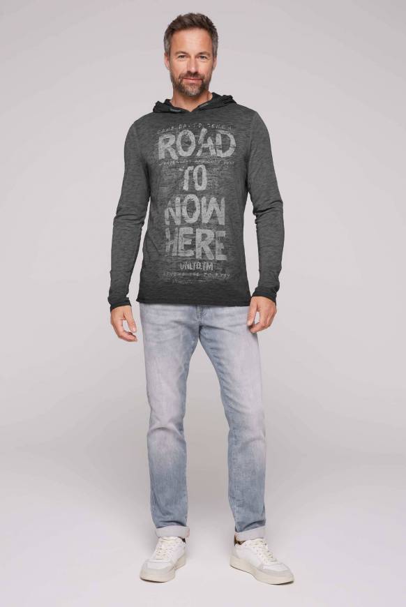 Soccx Langarmshirt mit Kapuze und Vintage Print black Online