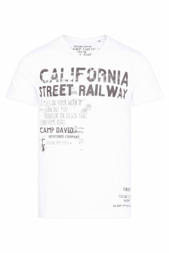 Soccx T-Shirt mit V-Neck und Vintage Print opticwhite Verkauf