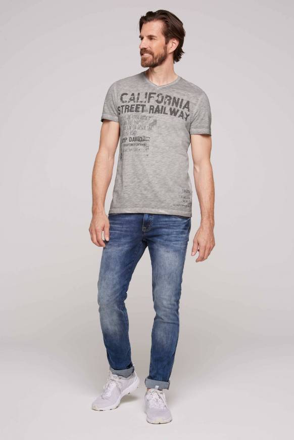 Soccx T-Shirt mit V-Neck im Vintage Style shadow M Angebote