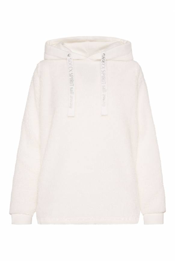 Soccx Hoodie aus Teddyplüsch mit Sweatkapuze ivory Fabrikverkauf