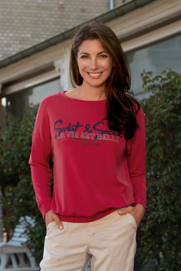 Soccx Sweatshirt mit Gummizugsaum pinky red Blitzverkäufe