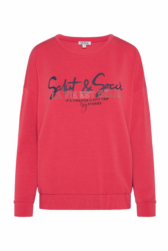 Soccx Sweatshirt mit Gummizugsaum pinky red Blitzverkäufe