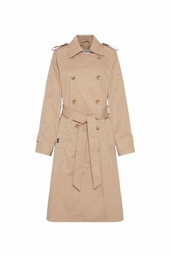 Soccx Trenchcoat mit Bindegürtel dark stone beige Limitierter Zeitrabatt