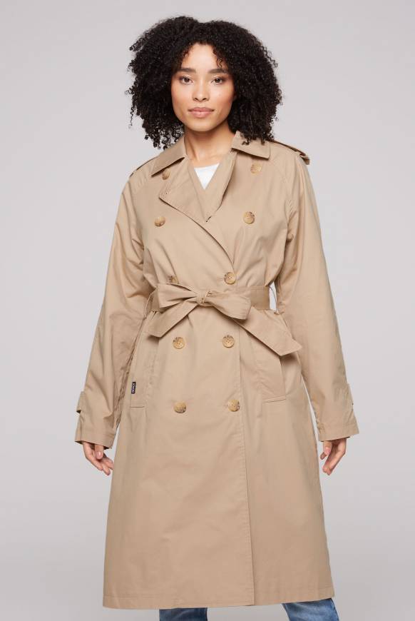 Soccx Trenchcoat mit Bindegürtel dark stone beige Limitierter Zeitrabatt