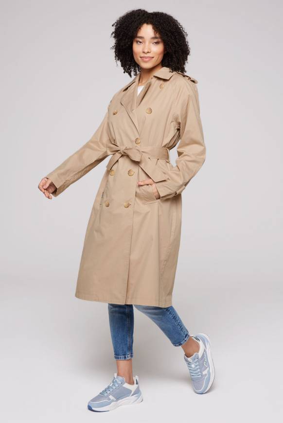 Soccx Trenchcoat mit Bindegürtel dark stone beige Limitierter Zeitrabatt