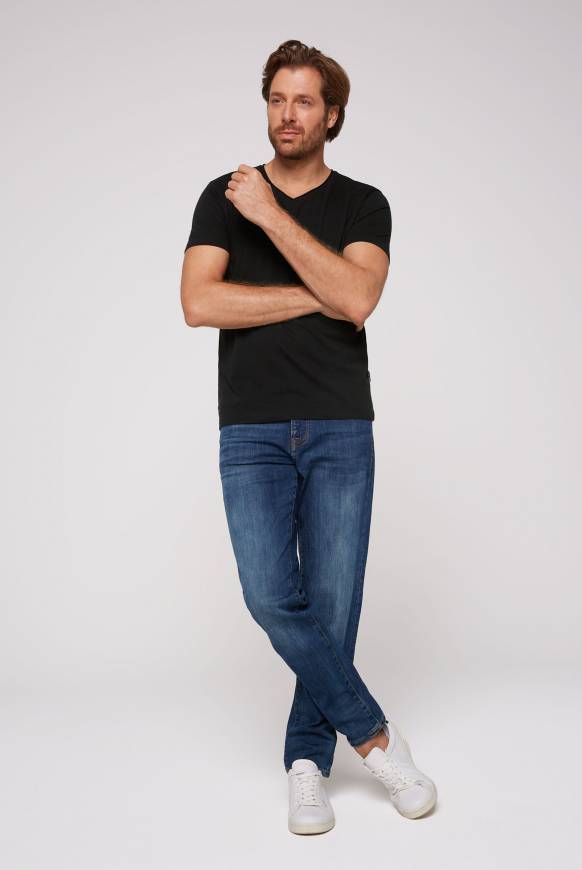 Soccx Basic T-Shirt V-Neck 2er-Pack black Saisonschlussverkauf