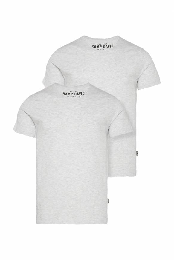 Soccx Basic T-Shirt V-Neck 2er-Pack grey melange Black Friday