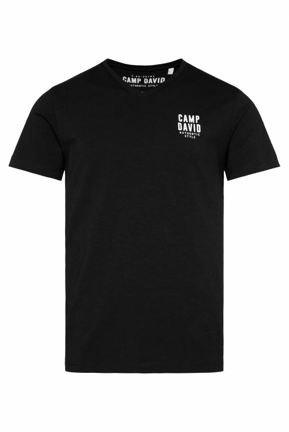 Soccx Basic T-Shirt V-Neck mit Logo Print black Weihnachtsangebot