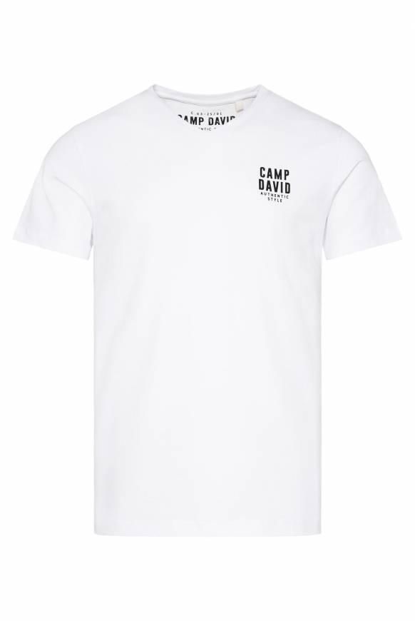 Soccx Basic T-Shirt V-Neck mit Logo Print opticwhite Muttertagsangebot