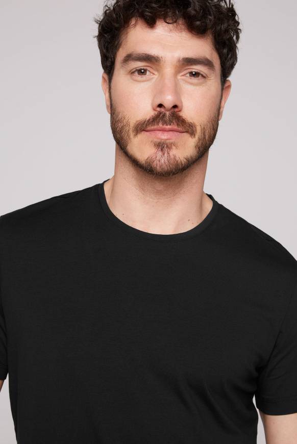 Soccx Basic T-Shirt mit Rundhalsausschnitt, Doppelpack black / black Lagerräumung