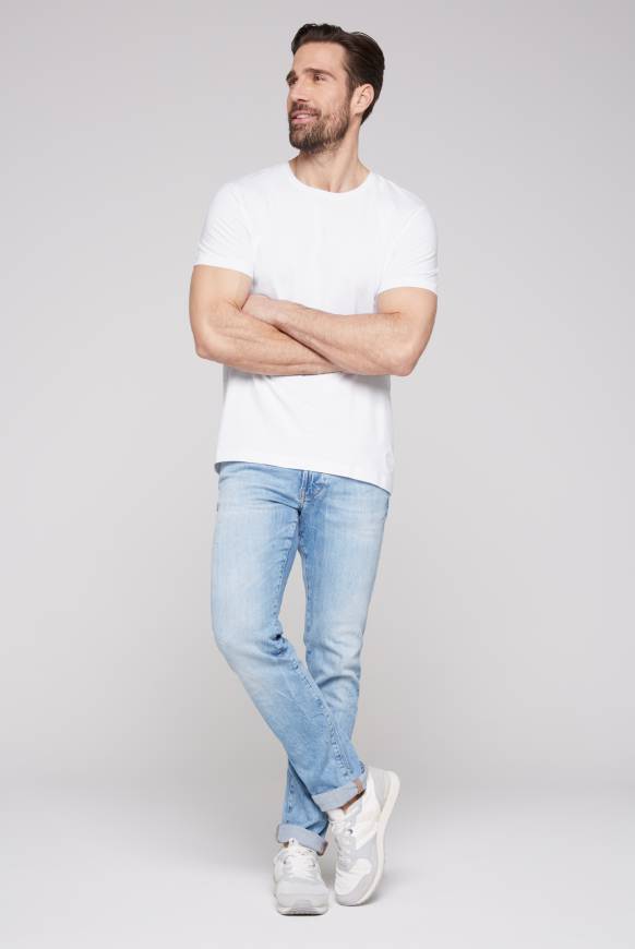 Soccx Basic T-Shirt mit Rundhalsausschnitt, Doppelpack optic white / optic white Top Angebot