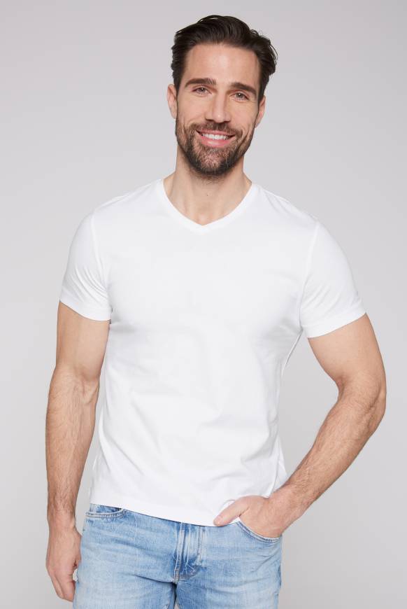 Soccx Basic T-Shirt mit V-Neck, Doppelpack optic white / optic white Online Outlet