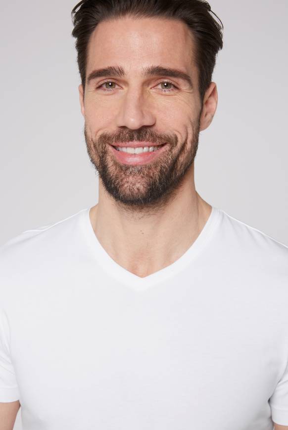 Soccx Basic T-Shirt mit V-Neck, Doppelpack optic white / optic white Online Outlet