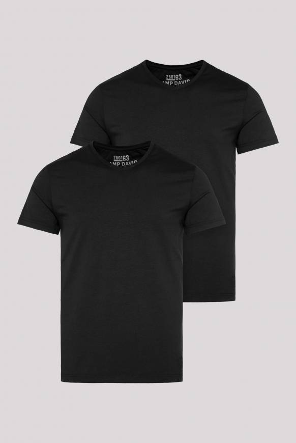 Soccx Basic T-Shirt mit V-Neck, Doppelpack black / black Zeitlich begrenztes Angebot