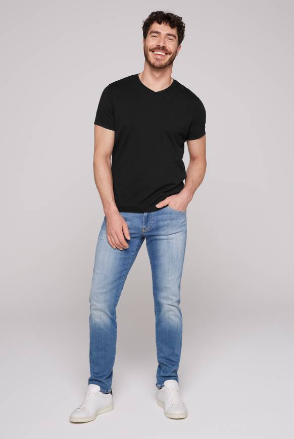 Soccx Basic T-Shirt mit V-Neck, Doppelpack black / black Zeitlich begrenztes Angebot