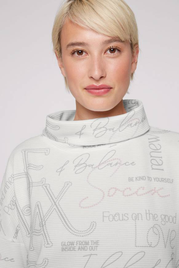 Soccx Strukturiertes Sweatshirt mit All Over Print opticwhite Riesige Ersparnisse