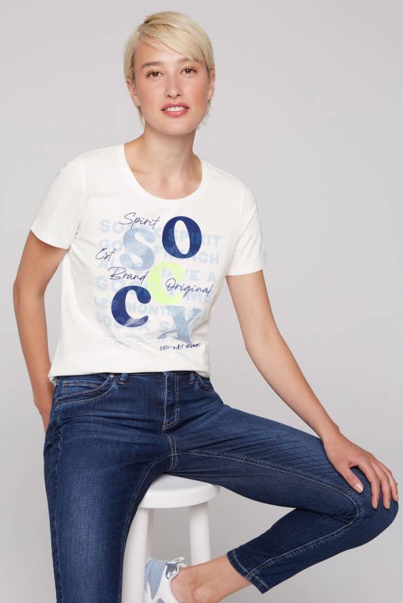 Soccx T-Shirt mit Rundhalsausschnitt und Print ivory Tiefpreis