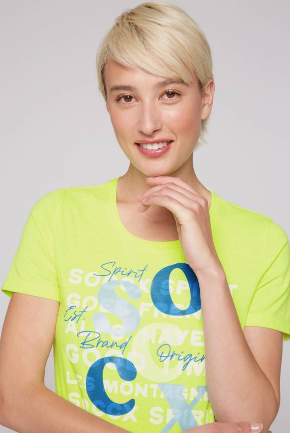 Soccx T-Shirt mit Rundhalsausschnitt und Print yellow lime Super Sparpreis