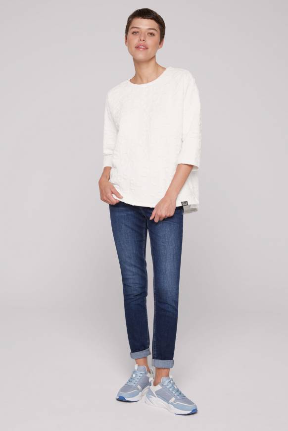 Soccx Sweatshirt mit Intarsia-Artwork ivory Neueste Stile