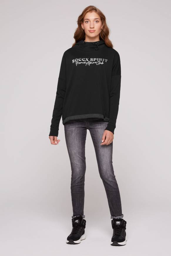 Soccx Sweatshirt mit Kapuze und Print Artwork black Letzte 2 Tage