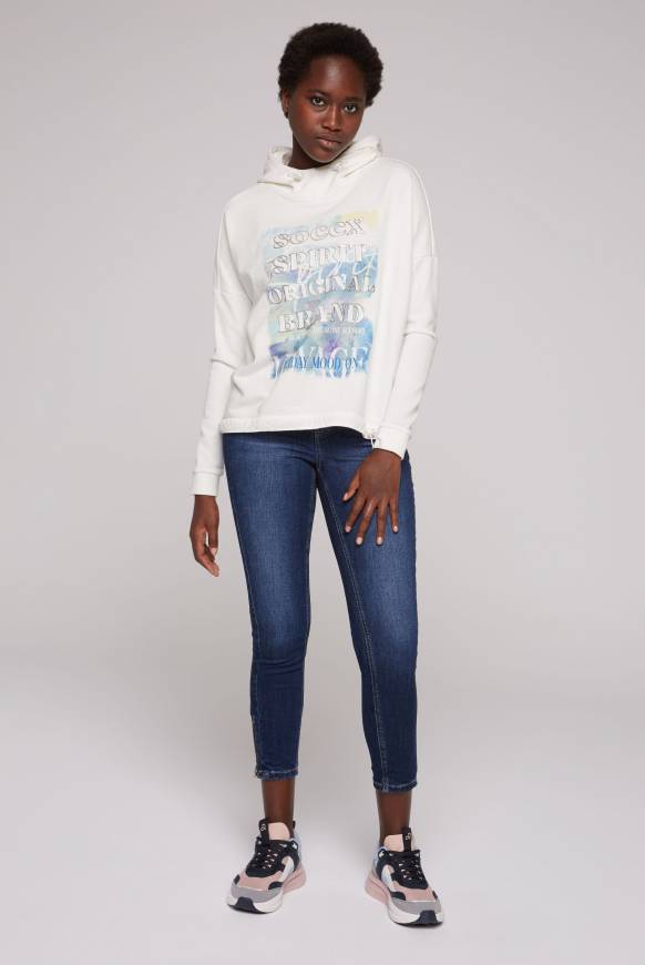 Soccx Sweatshirt mit Kapuze und Print Artwork ivory Letzter Tag