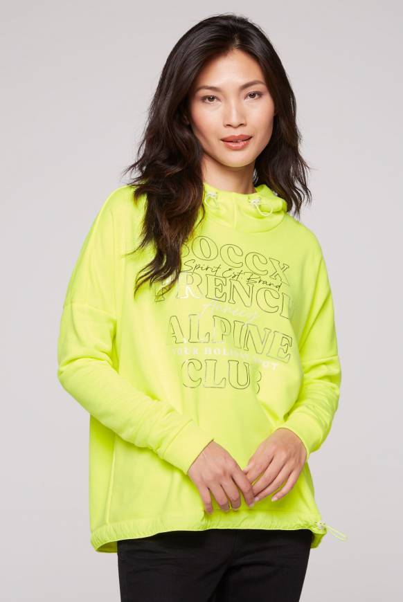 Soccx Sweatshirt mit Kapuze und Print Artwork yellow lime Zeitbegrenzte Promotion