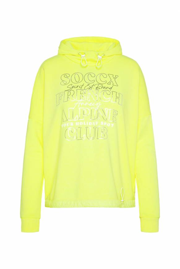 Soccx Sweatshirt mit Kapuze und Print Artwork yellow lime Zeitbegrenzte Promotion