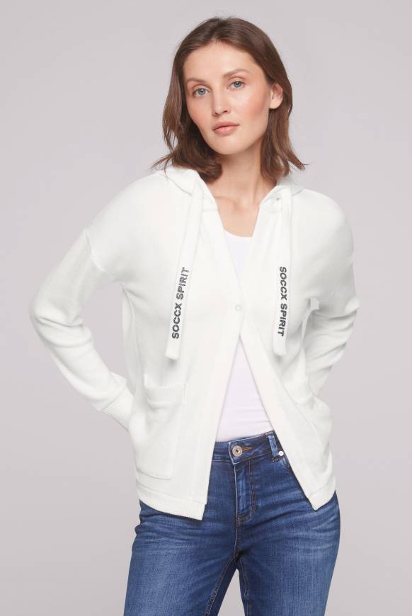 Soccx Offener Kurz-Cardigan mit Kapuze ivory Bis zu 60% Rabatt