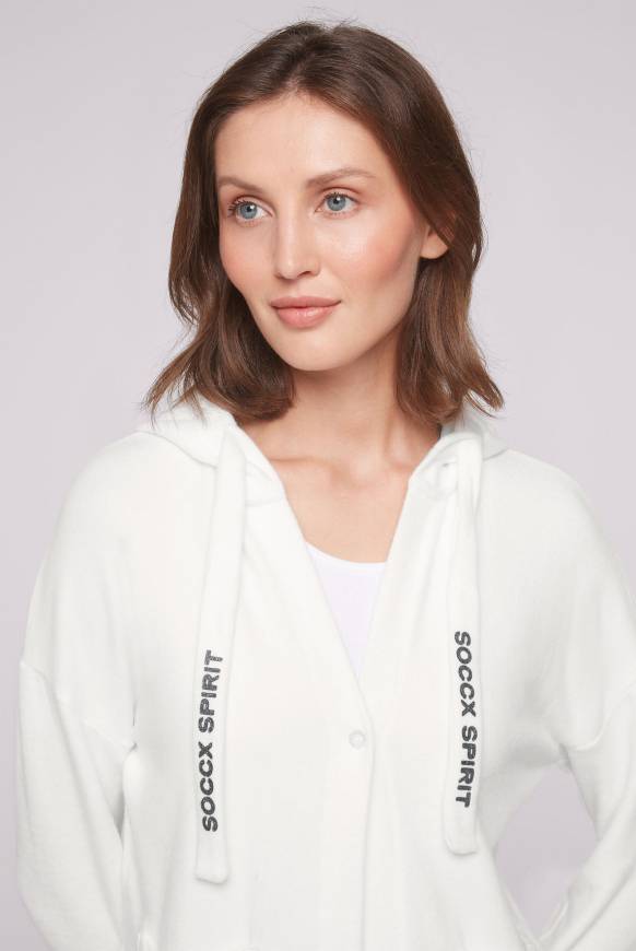 Soccx Offener Kurz-Cardigan mit Kapuze ivory Bis zu 60% Rabatt