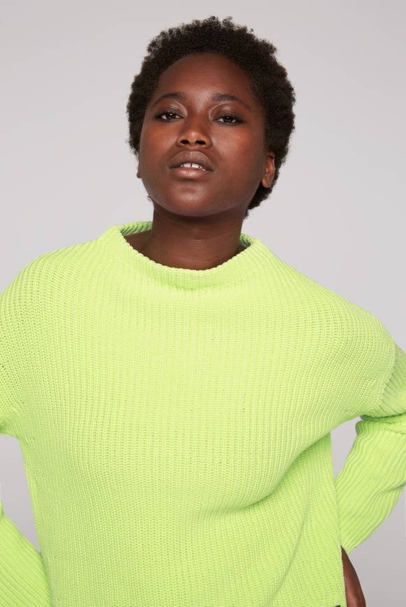 Soccx Rippstrickpullover Stone Washed yellow lime Nur für heute