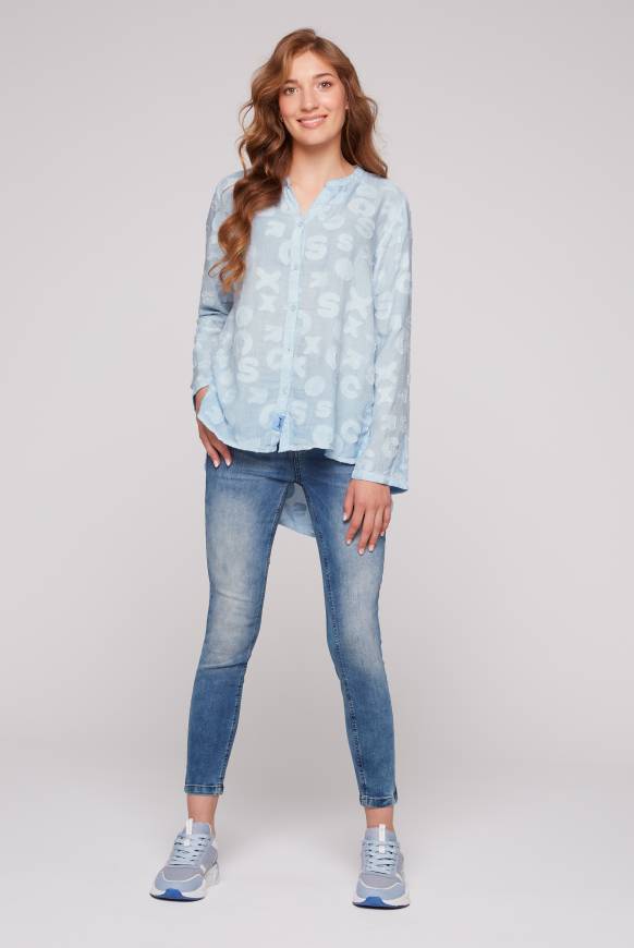 Soccx Bluse Oil Dyed mit Intarsia-Muster cool blue Discount Store für neue Produkte