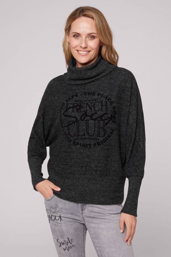 Soccx Rollkragenpullover mit Fledermausärmeln black melange Super Rabatt