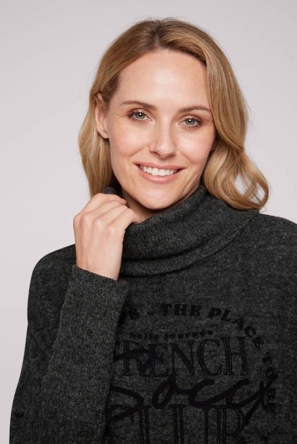Soccx Rollkragenpullover mit Fledermausärmeln black melange Super Rabatt