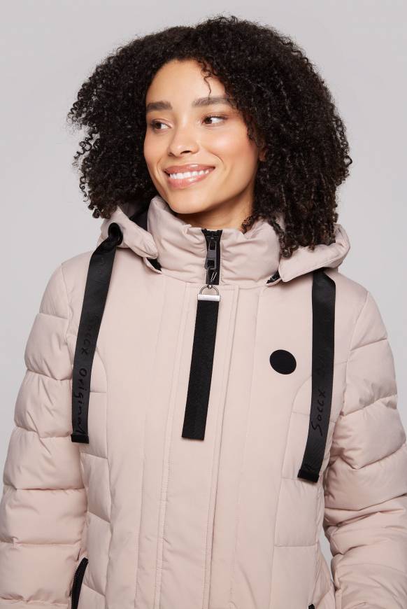 Soccx Puffer-Jacke mit abtrennbarer Kapuze light beige Im Verkauf