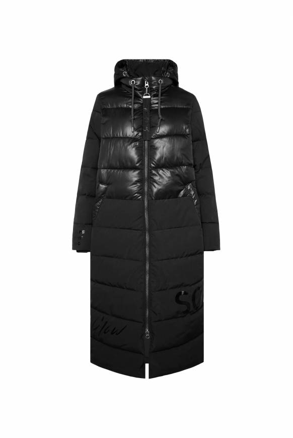 Soccx Langer Steppmantel im Materialmix black 50% Rabatt für begrenzte Zeit