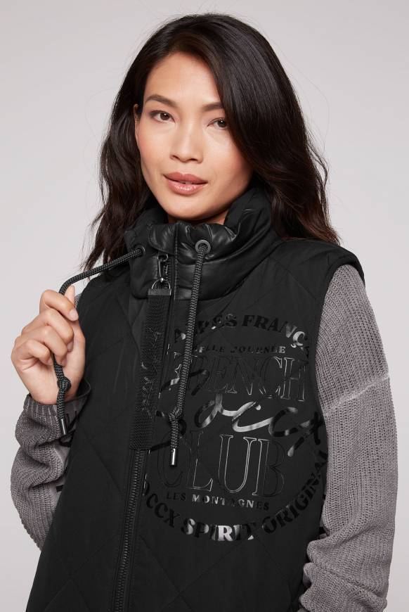 Soccx Lange Steppweste mit Shiny-Details black Rabatte dieses Monats