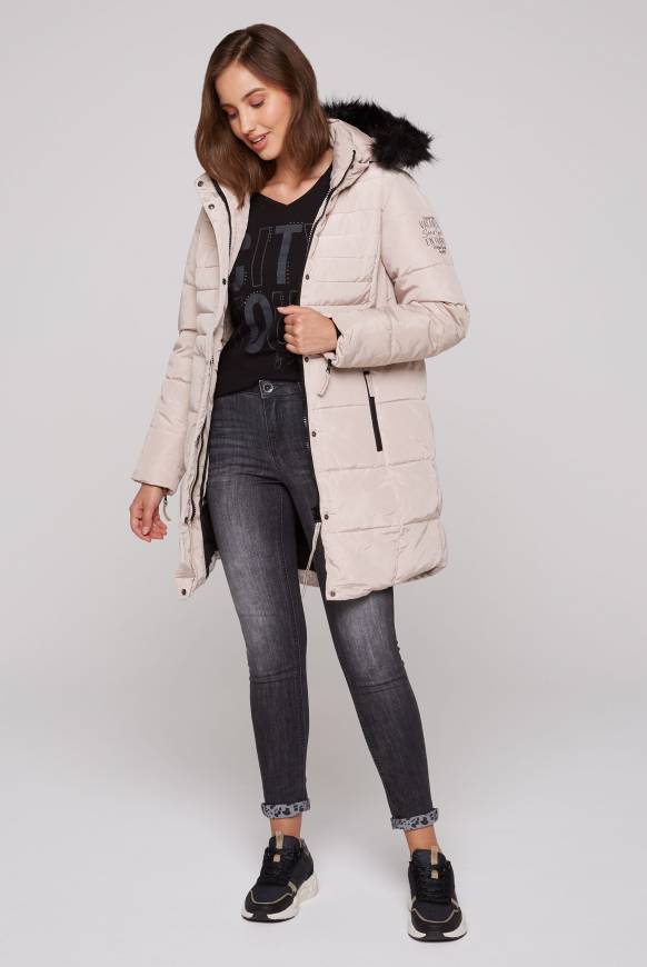 Soccx Stepp-Parka mit abtrennbarer Kapuze und Kunstfell light beige Verkauf