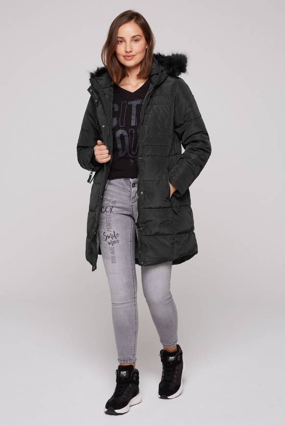 Soccx Stepp-Parka mit abtrennbarer Kapuze und Kunstfell black Angebote