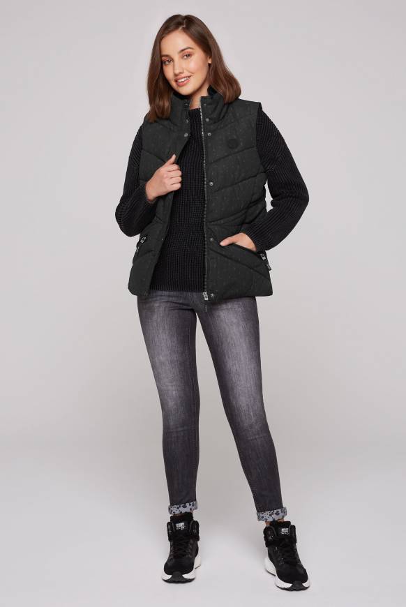 Soccx Steppweste mit filigranem All Over Print black Schlussverkauf